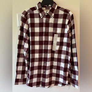 St Johns Bay Men’s Burgundy Buffalo Plaid Button Down Flannel Shirt NWT …